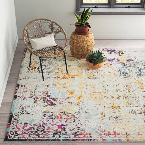 Mistana™ Christa Performance Cream/Light Gray/Navy Rug & Reviews Wayfair